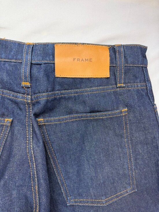 Frame Le Italien Womens Blue Dark Wash High Rise True Straight Jeans Sz 27 - Picture 6 of 12
